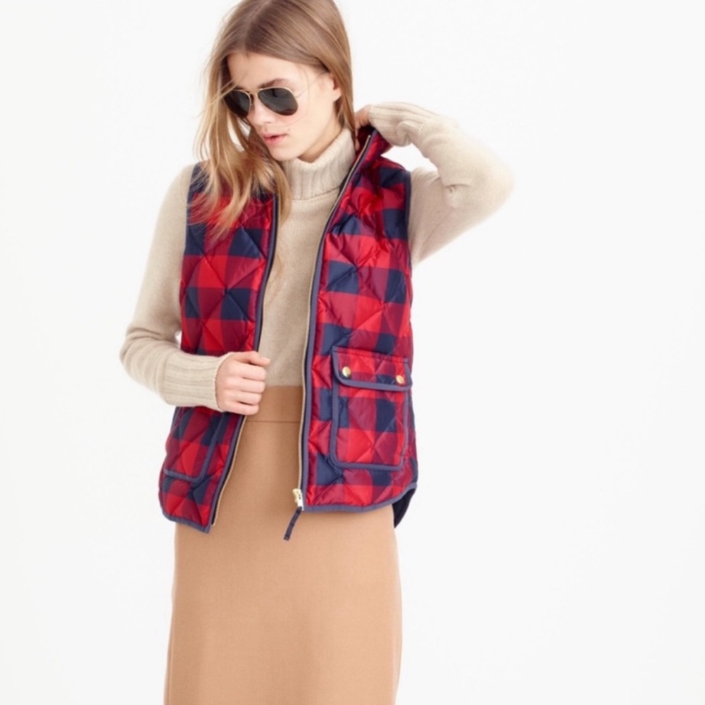 J. Crew Buffalo Plaid Puffer Vest